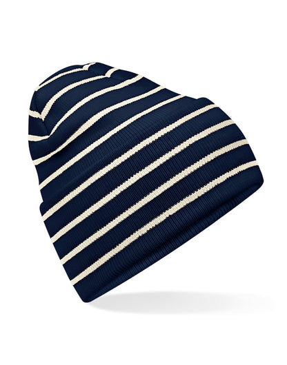 Original Deep Cuffed Striped Beanie - French Navy/Soft White