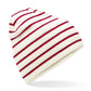 Original Deep Cuffed Striped Beanie - Soft White/Classic Red