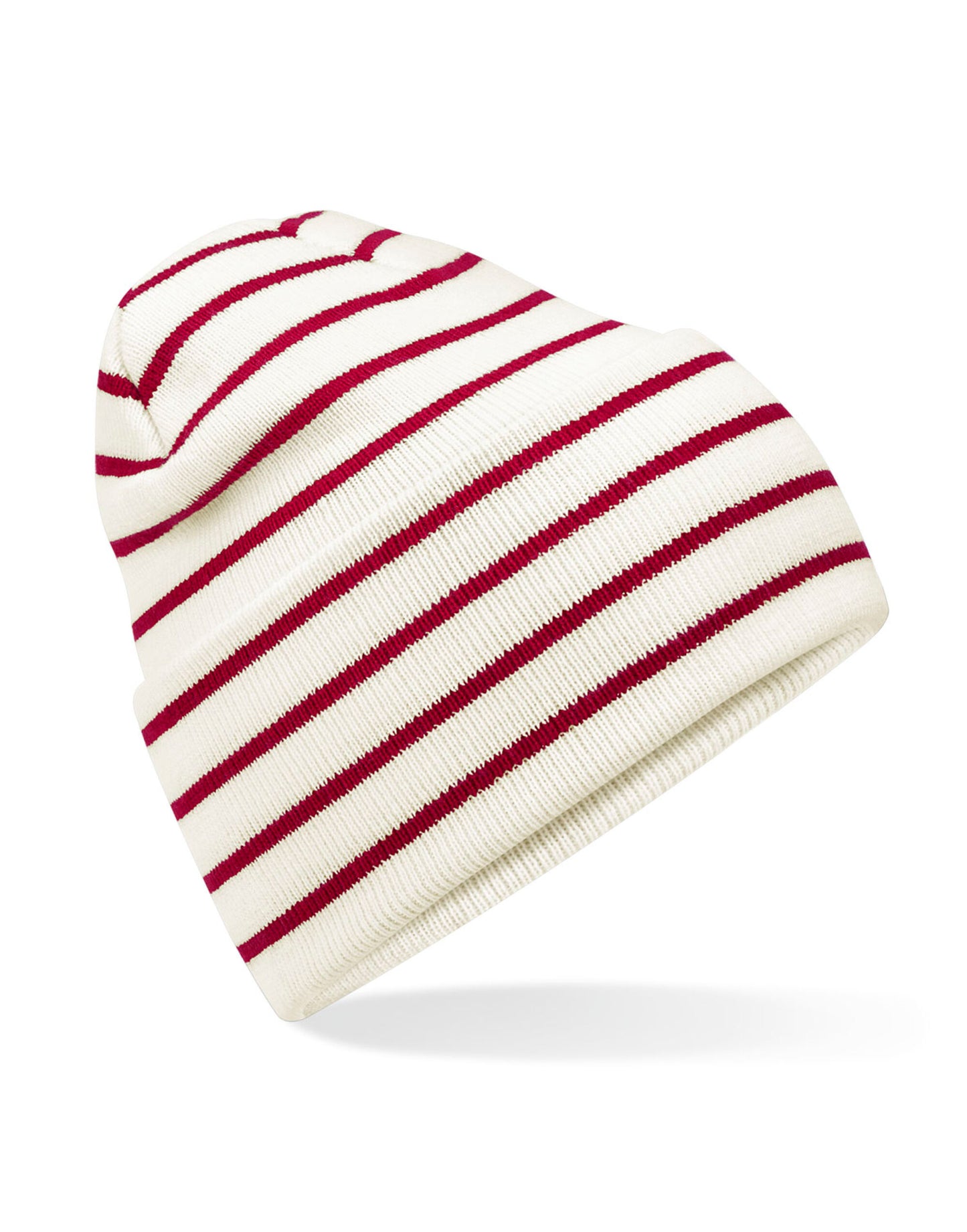 Original Deep Cuffed Striped Beanie - Soft White/Classic Red