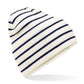 Original Deep Cuffed Striped Beanie - Soft White/French Navy