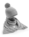 Knitted Scarf & Beanie Gift Set - Light Grey Fleck