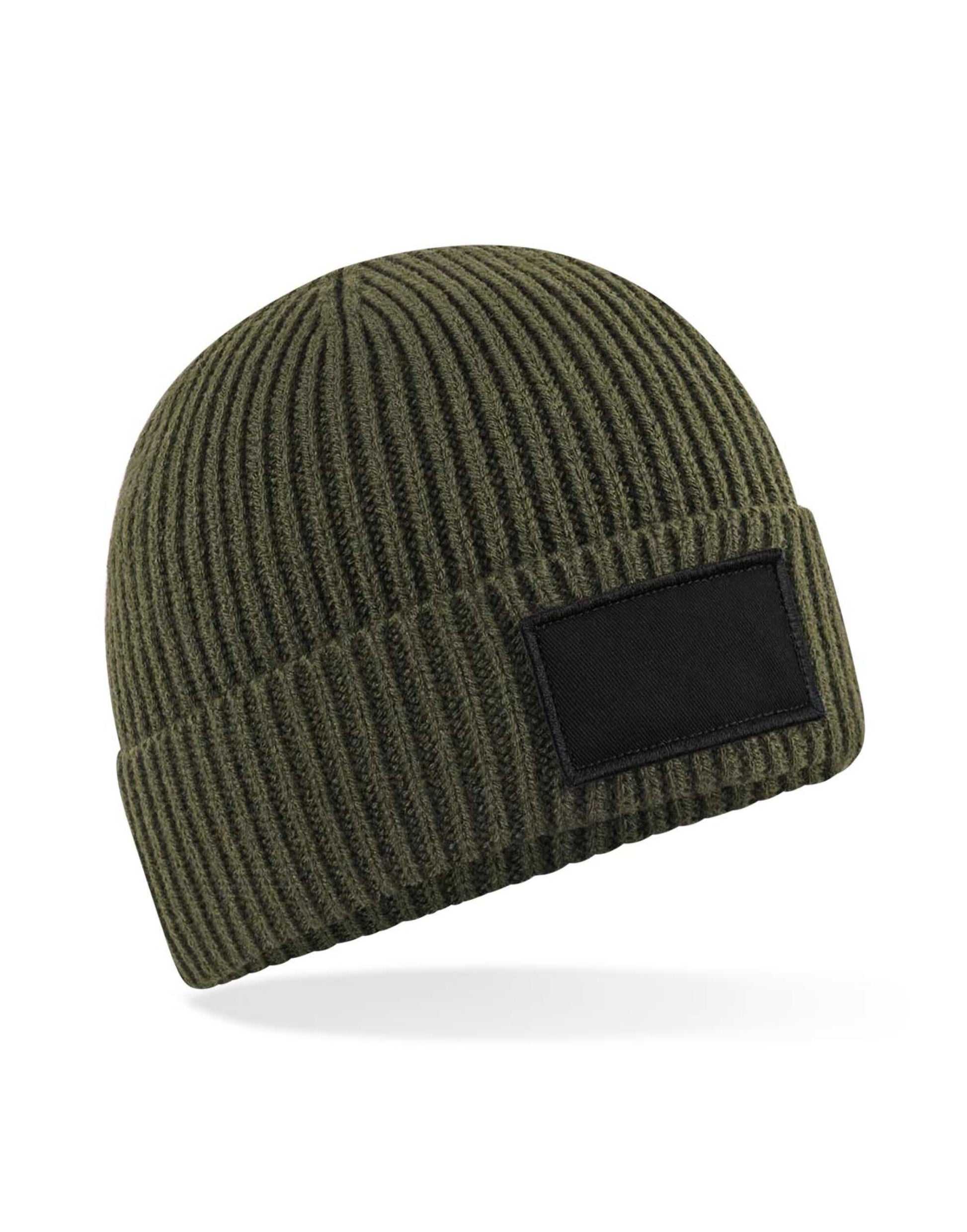 Fashion Patch Beanie - Military Green/ Black