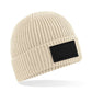 Fashion Patch Beanie - Oatmeal/ Black