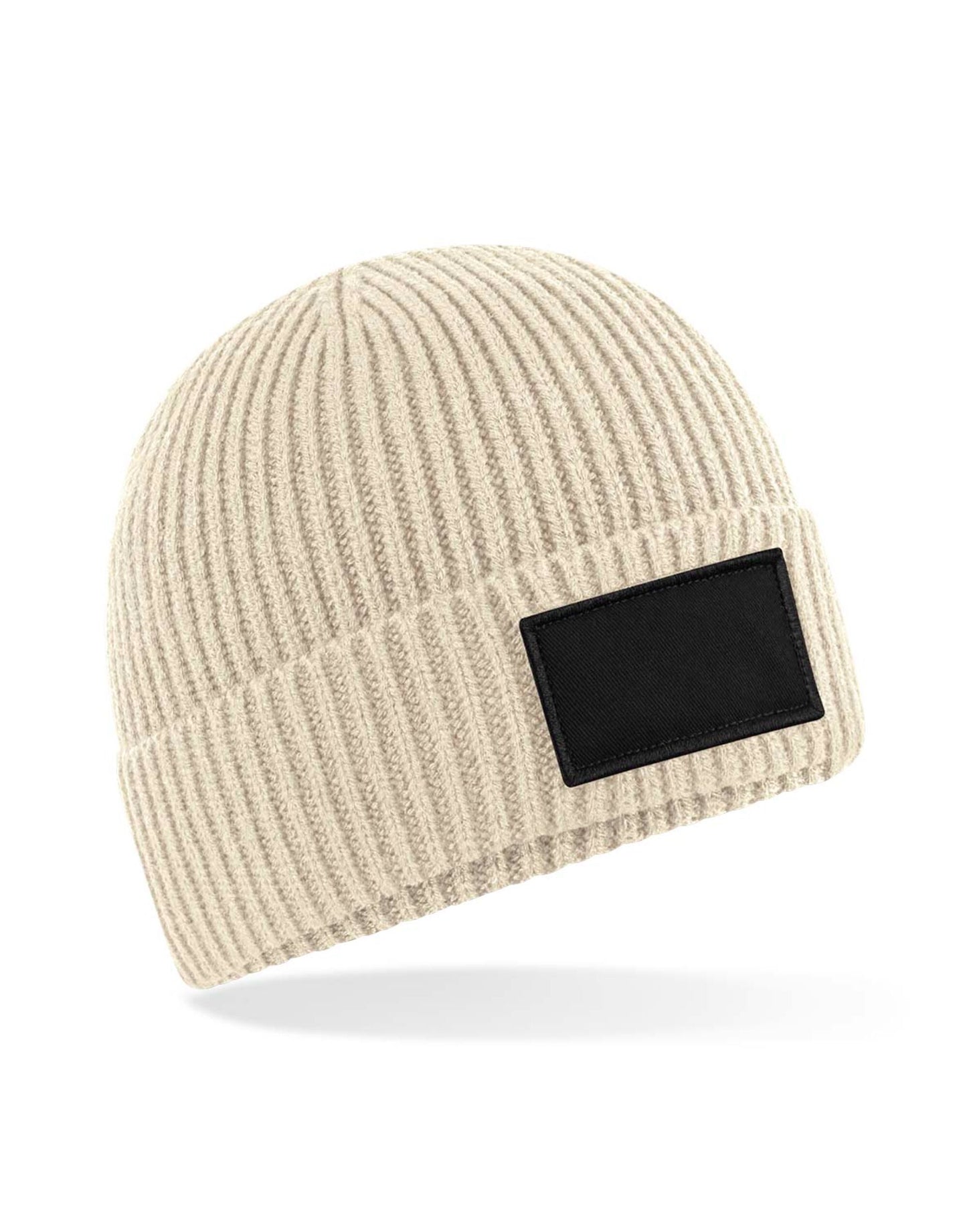 Fashion Patch Beanie - Oatmeal/ Black