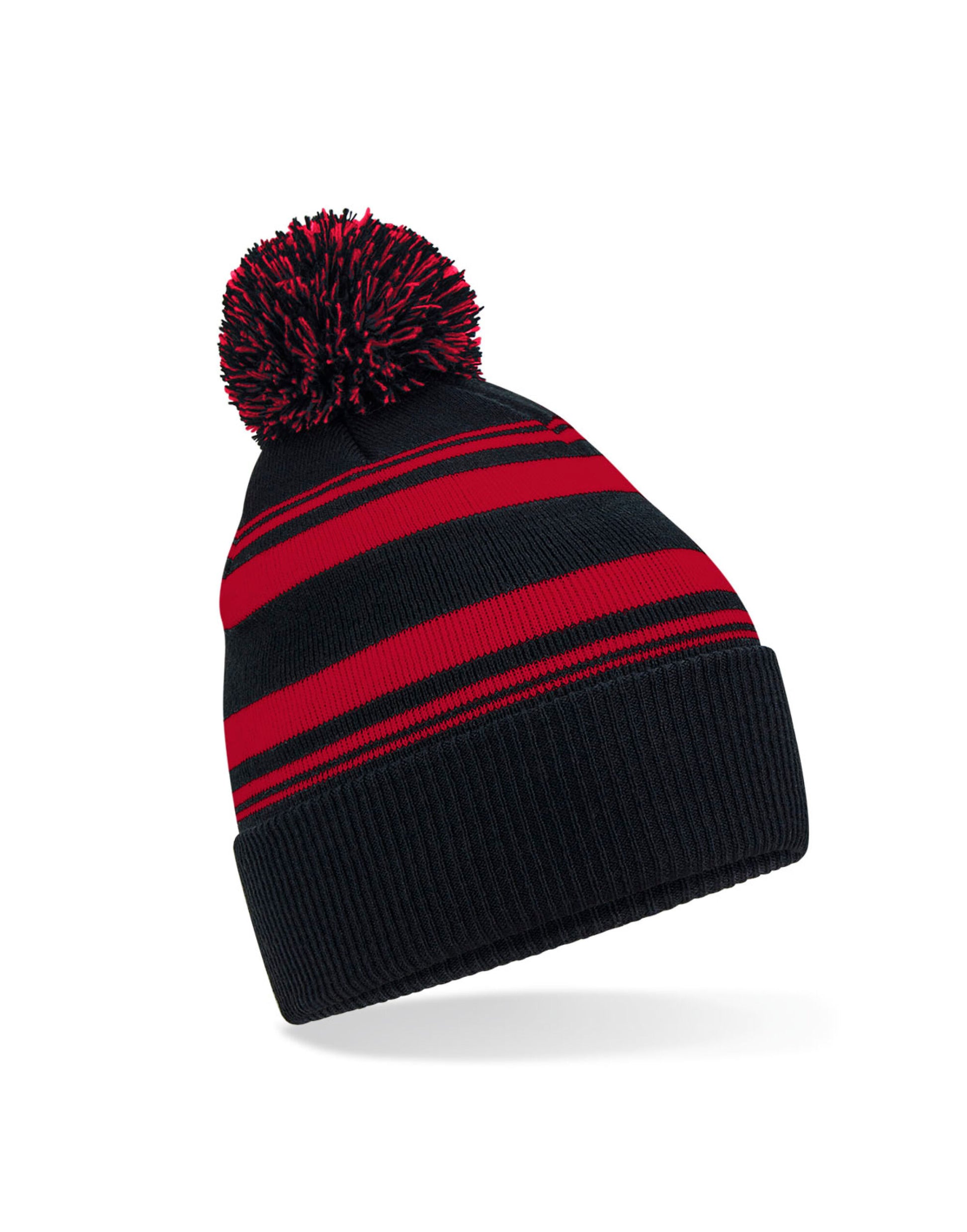 Striped Fan Beanie - Black/Classic Red