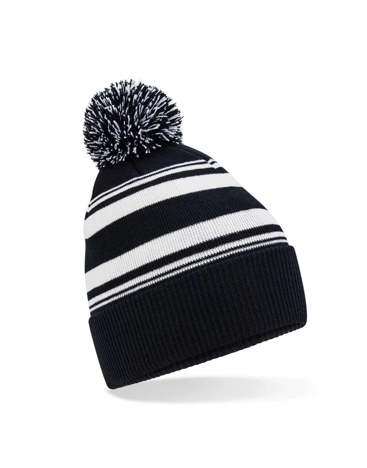 Striped Fan Beanie - Black/White