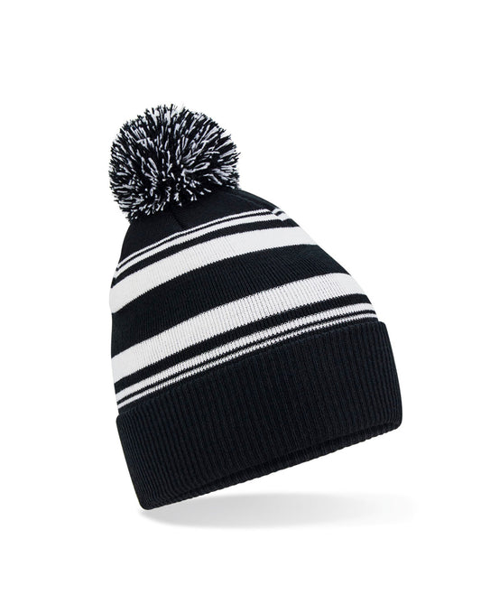 Striped Fan Beanie - Black/White