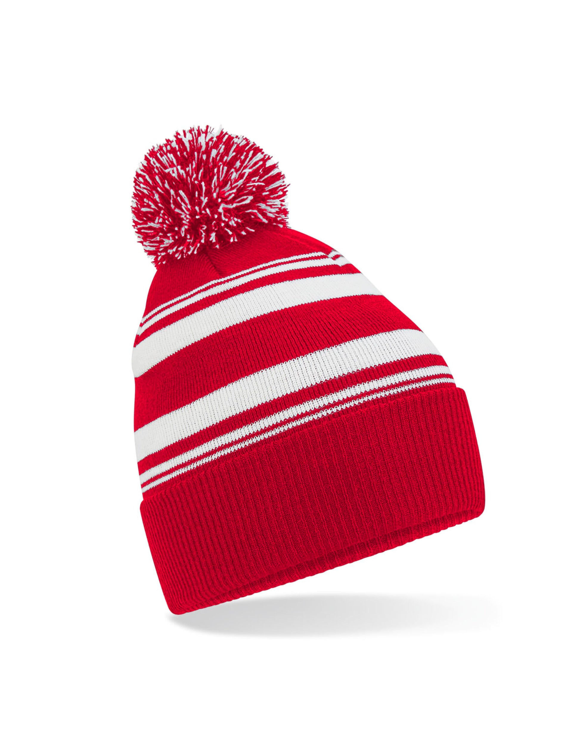 Striped Fan Beanie - Classic Red/White