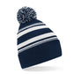 Striped Fan Beanie - French Navy/White