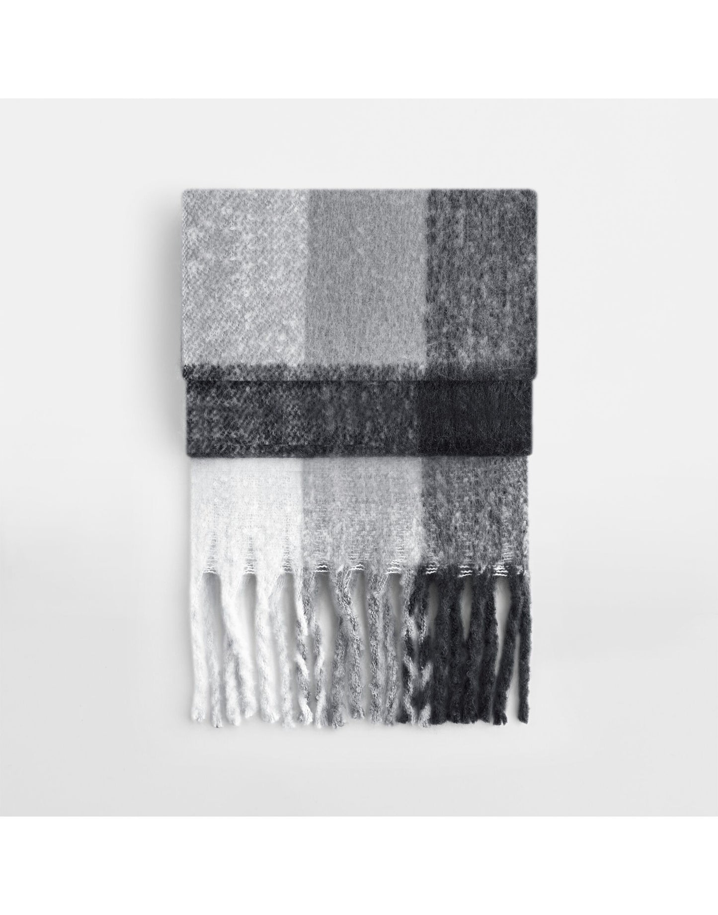 Fluffy Check Scarf - Grey Check
