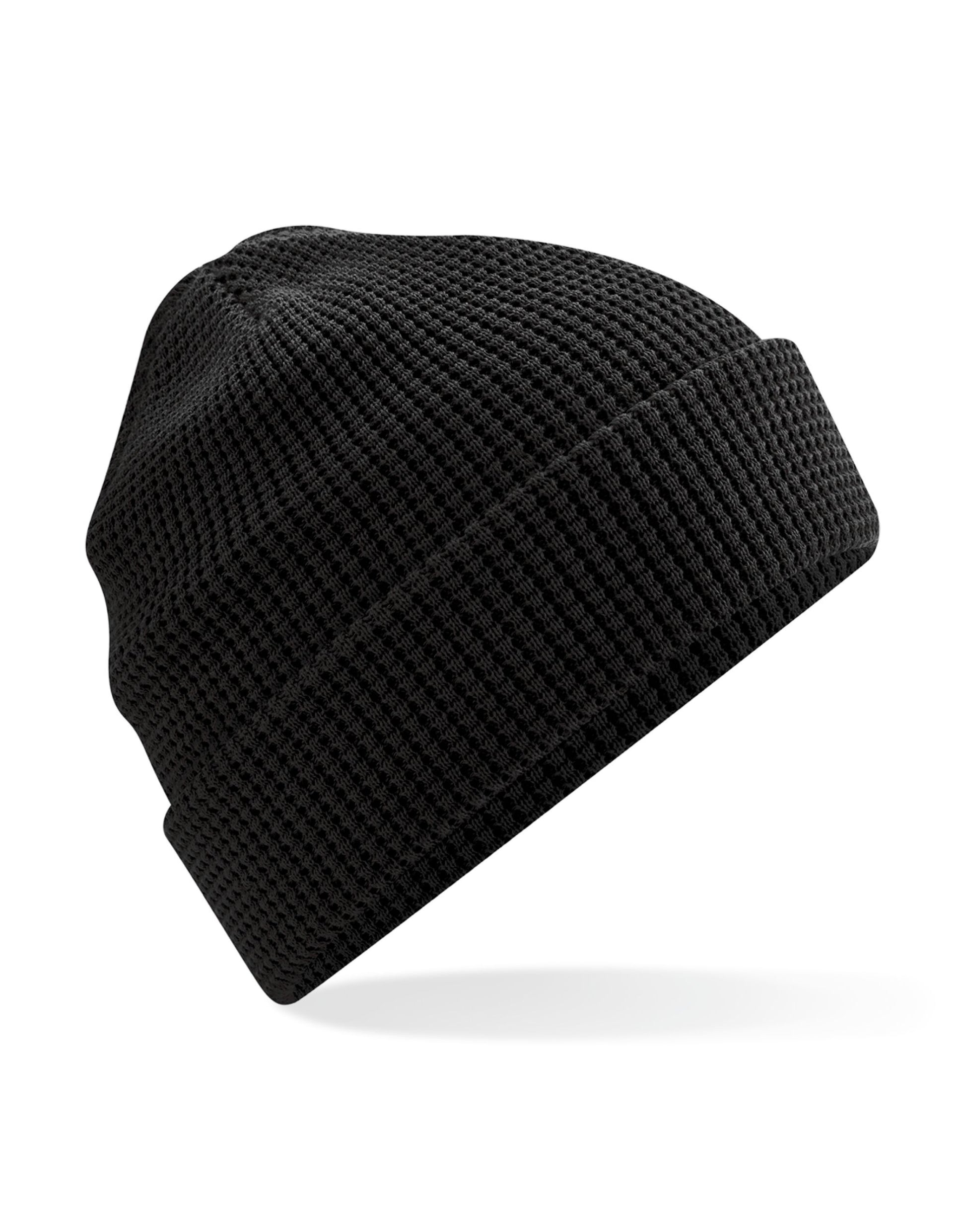 Organic Cotton Waffle Beanie - Black