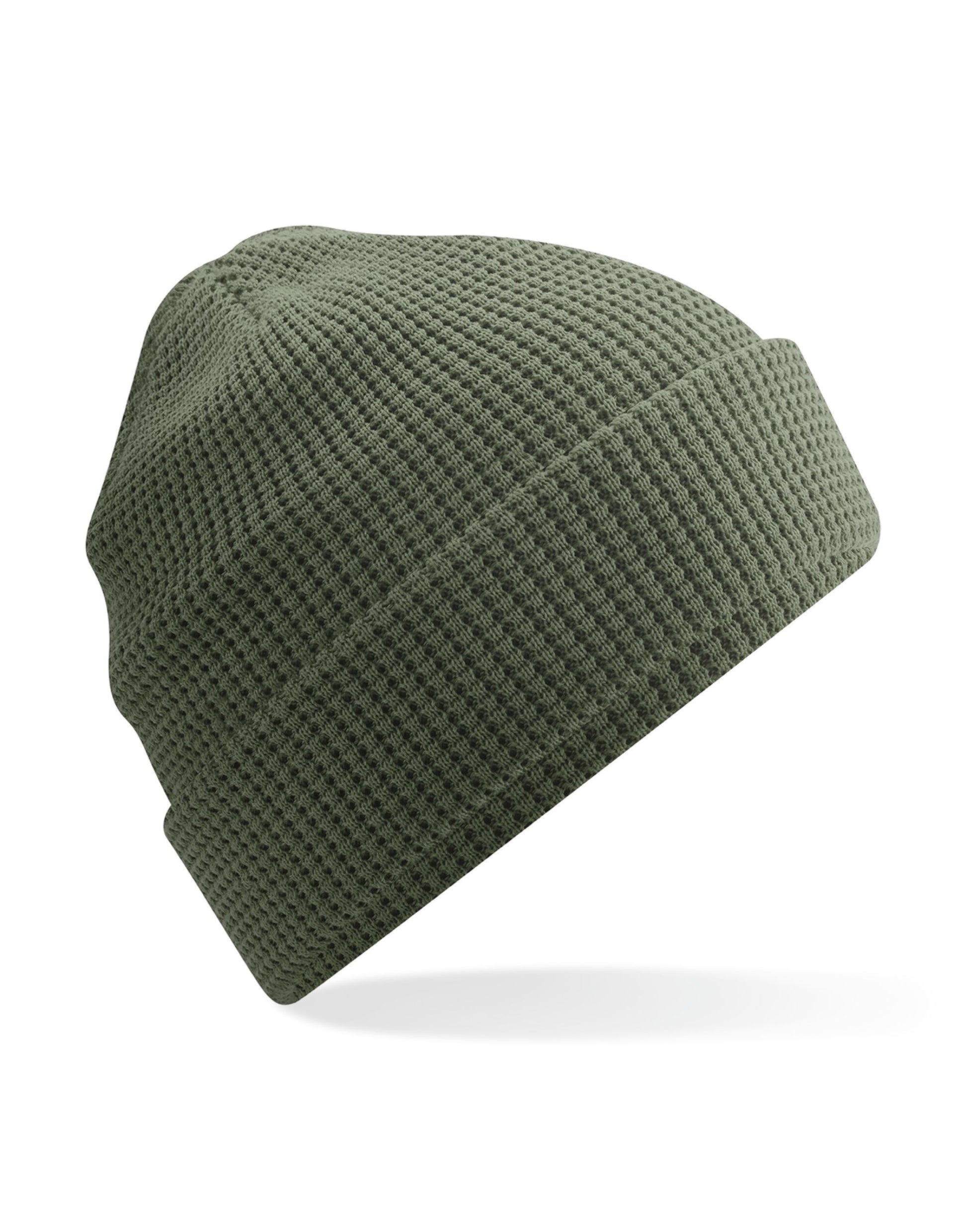 Organic Cotton Waffle Beanie - Olive Green