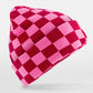 Checkerboard Beanie - Classic Red/True Pink