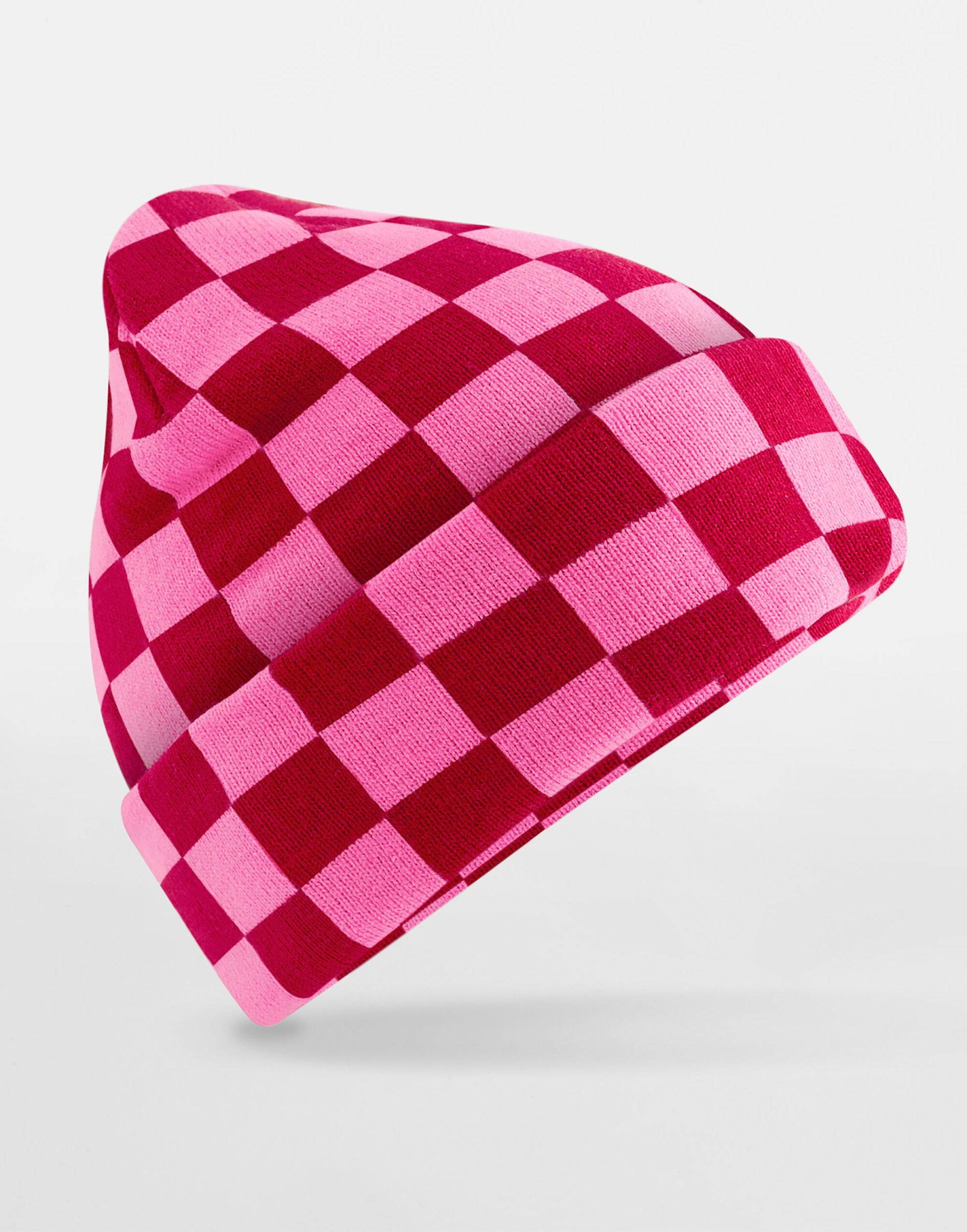 Checkerboard Beanie - Classic Red/True Pink