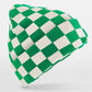 Checkerboard Beanie - Kelly Green/Off White
