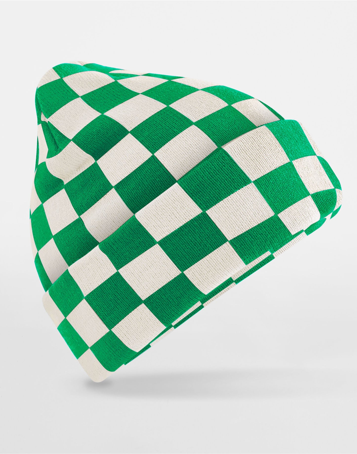 Checkerboard Beanie - Kelly Green/Off White