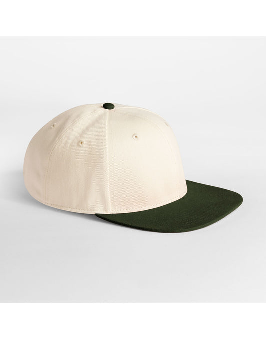 Contrast Flat Peak 6 Panel Cap - Natural/Dark Olive