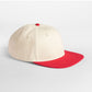 Contrast Flat Peak 6 Panel Cap - Natural/Red