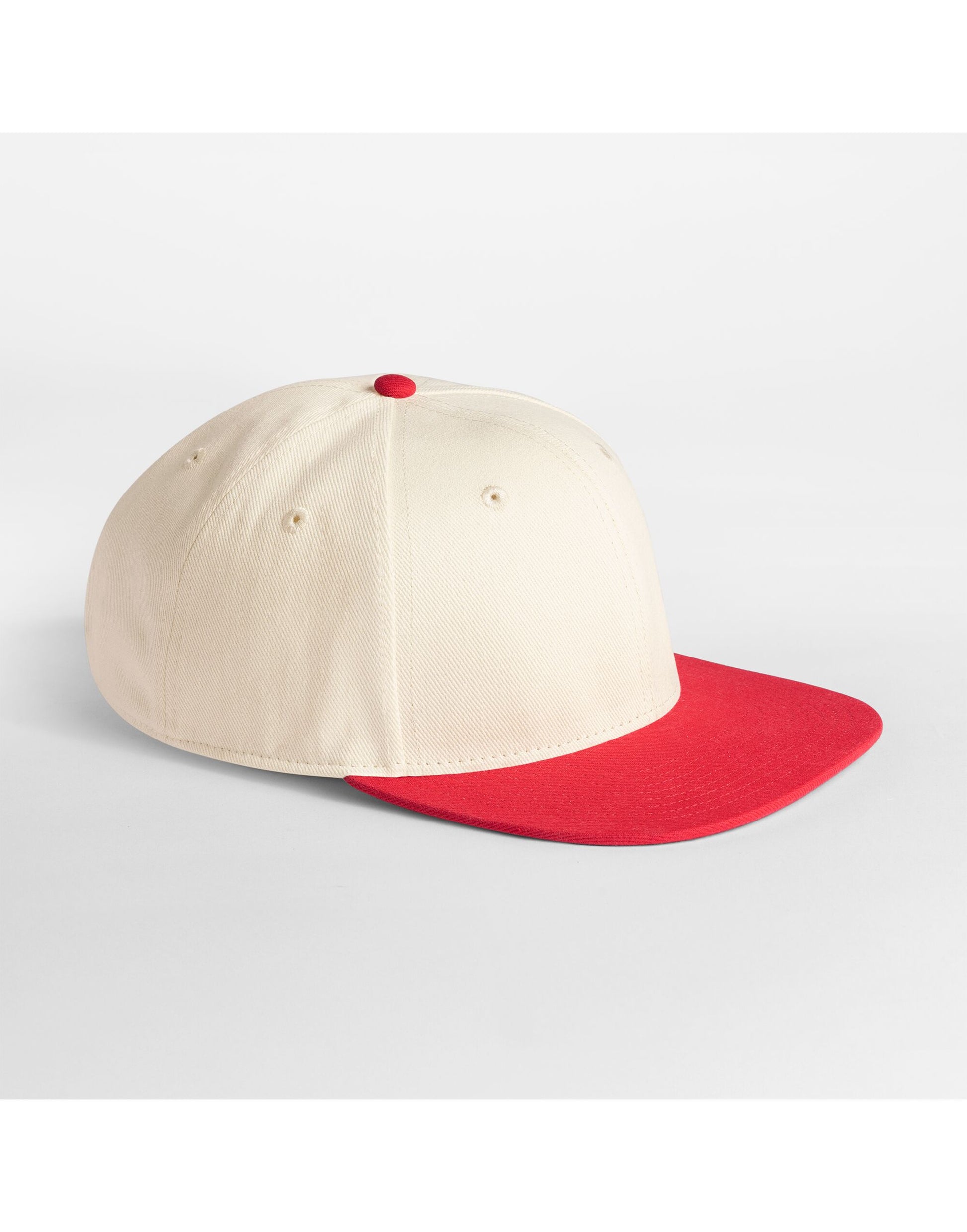 Contrast Flat Peak 6 Panel Cap - Natural/Red