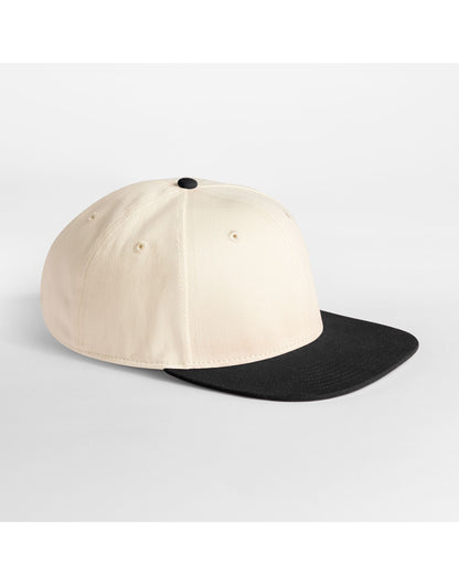 Contrast Flat Peak 6 Panel Cap - Natural/Black