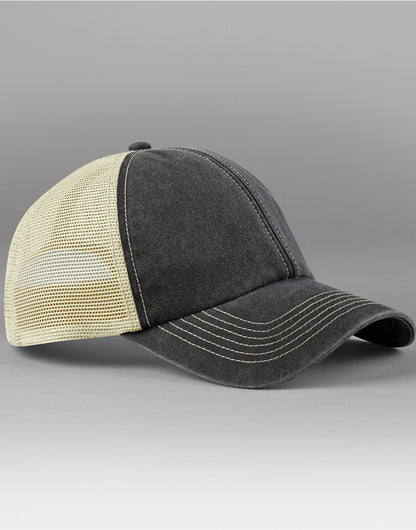 6 Panel Vintage Trucker - Vintage Black/Stone