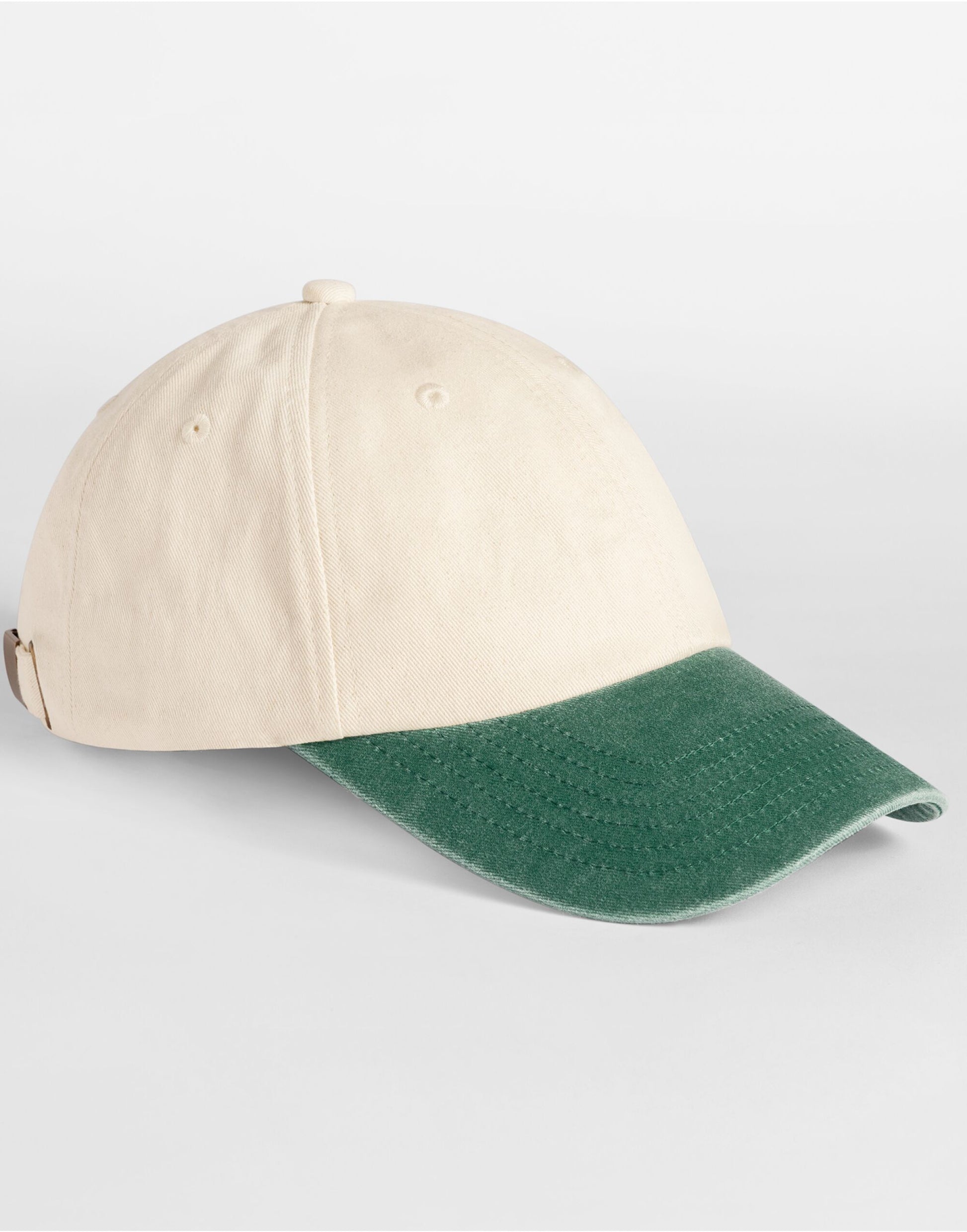 Contrast Peak Low Profile Vintage Cap - Natural/vintage Bottle Green