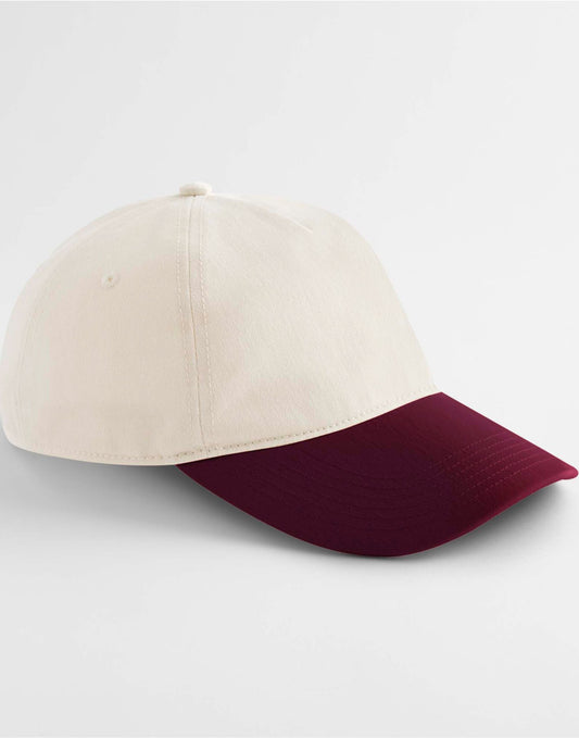 Contrast Peak Leisure Cap - Natural/Burgundy