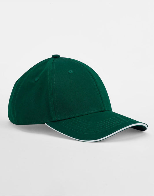 EarthAware® Classic Organic Cotton 6 Panel Cap - Bottle Green/ White