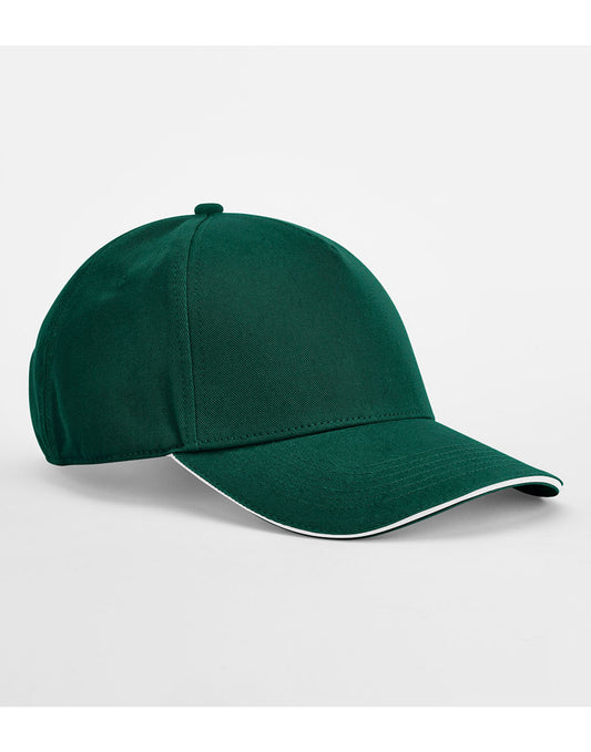 EarthAware® Classic Organic Cotton 5 Panel Cap - Bottle Green/ White