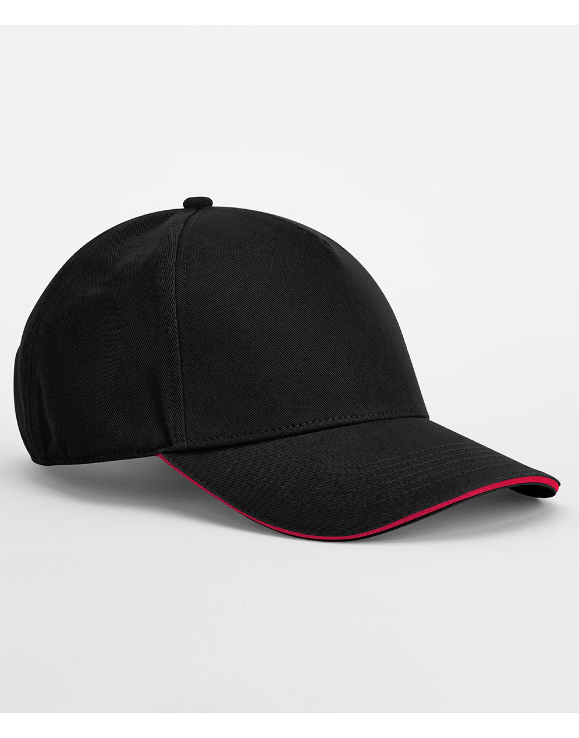 EarthAware® Classic Organic Cotton 5 Panel Cap - Black/Classic Red
