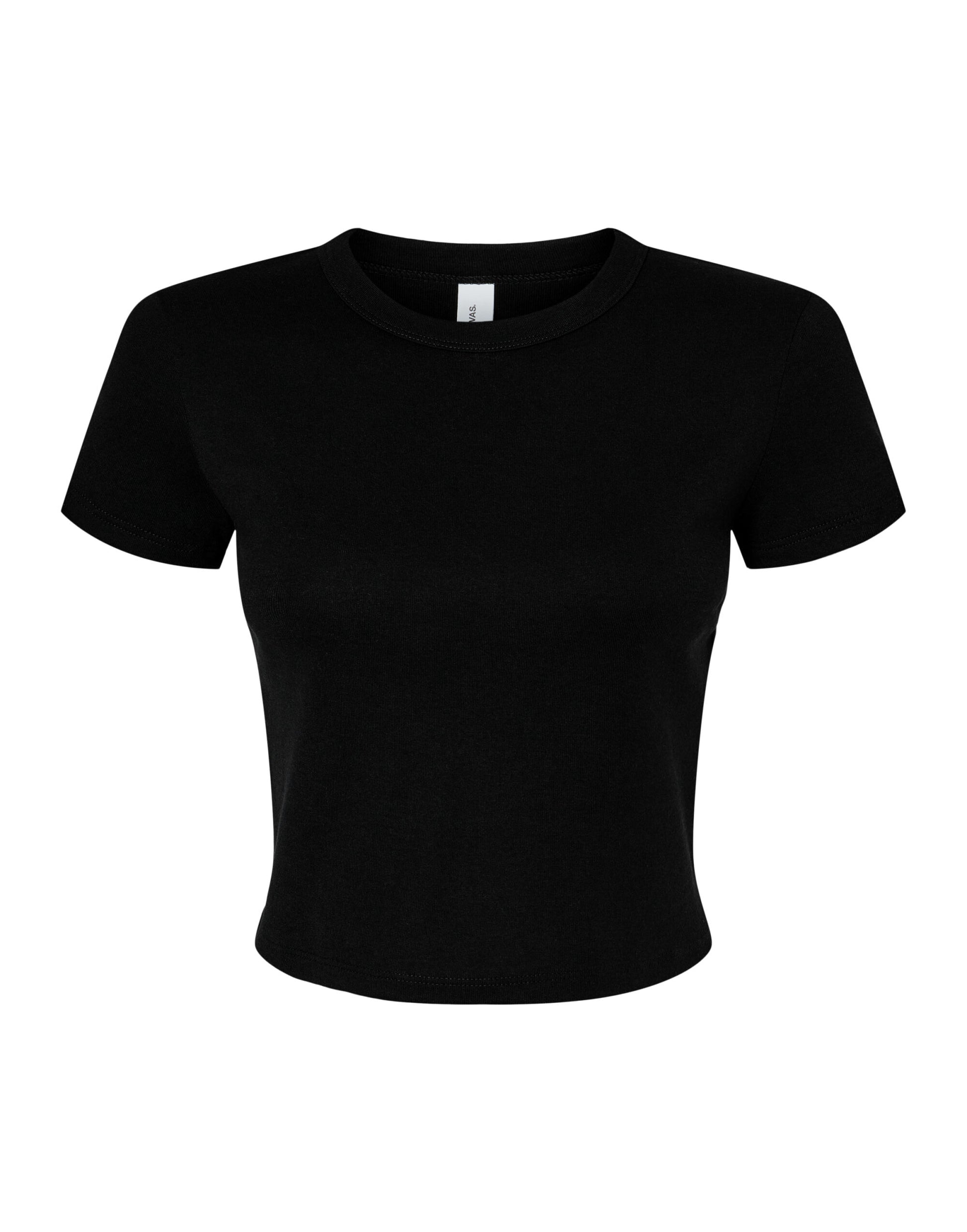 Women's Micro Rib Baby Tee - Solid Black Blend