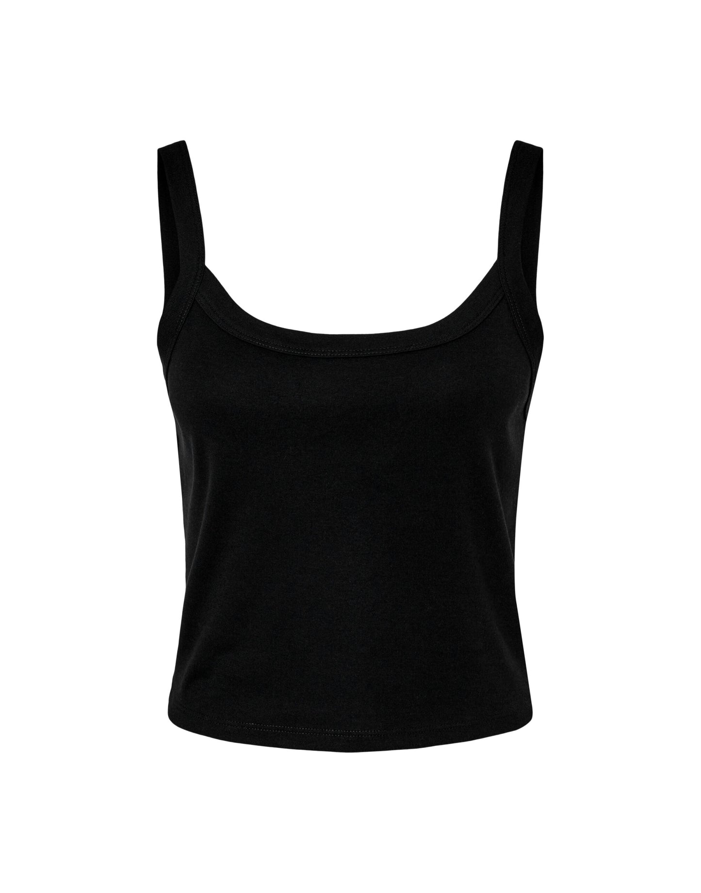 Women's Micro Rib Strap Tank - Solid Black Blend