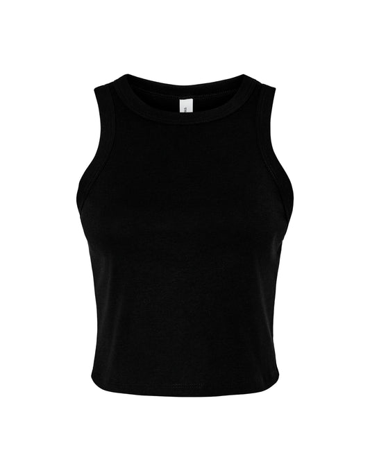 Women's Micro Rib Racer Tank - Solid Black Blend