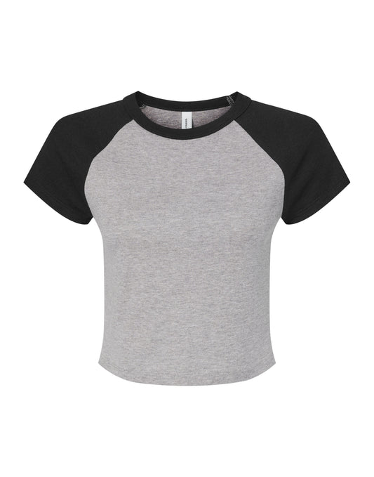 Women's Micro Rib Raglan Baby Tee - Athletic Heather/Black