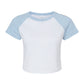 Women's Micro Rib Raglan Baby Tee - White/Baby Blue