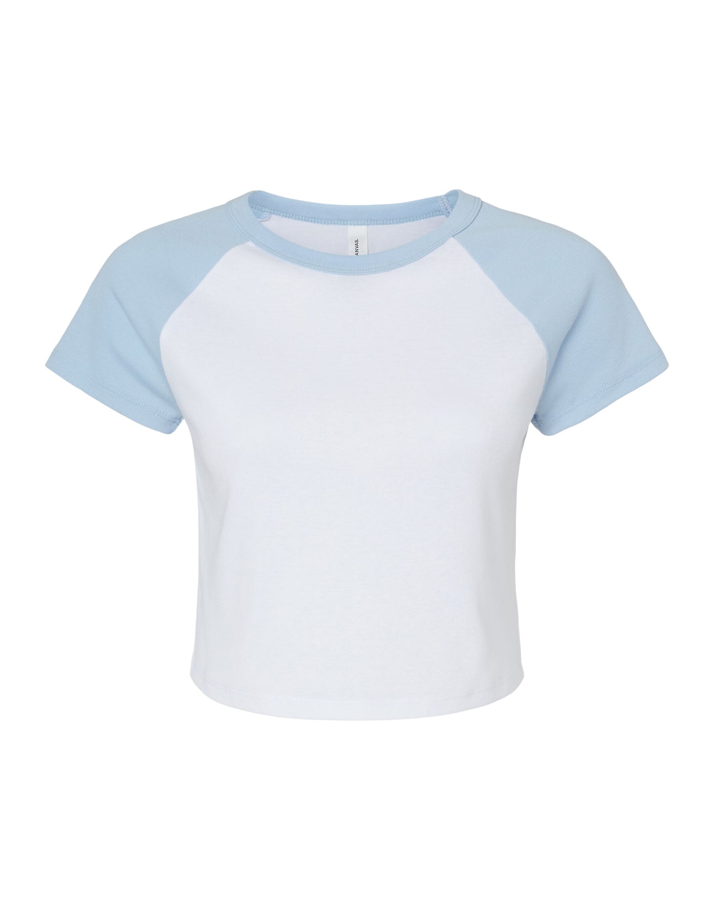 Women's Micro Rib Raglan Baby Tee - White/Baby Blue