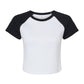 Women's Micro Rib Raglan Baby Tee - White/Black