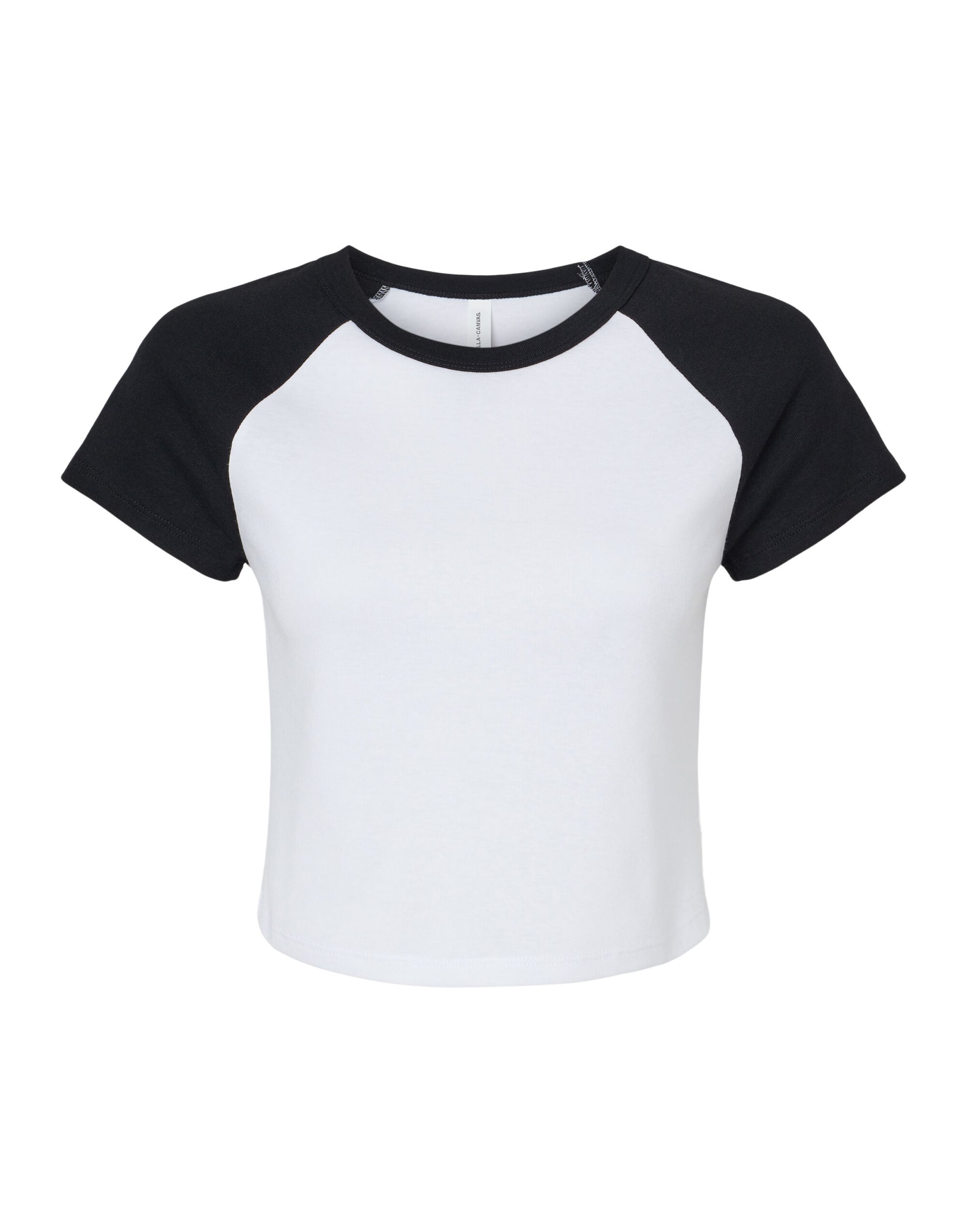 Women's Micro Rib Raglan Baby Tee - White/Black