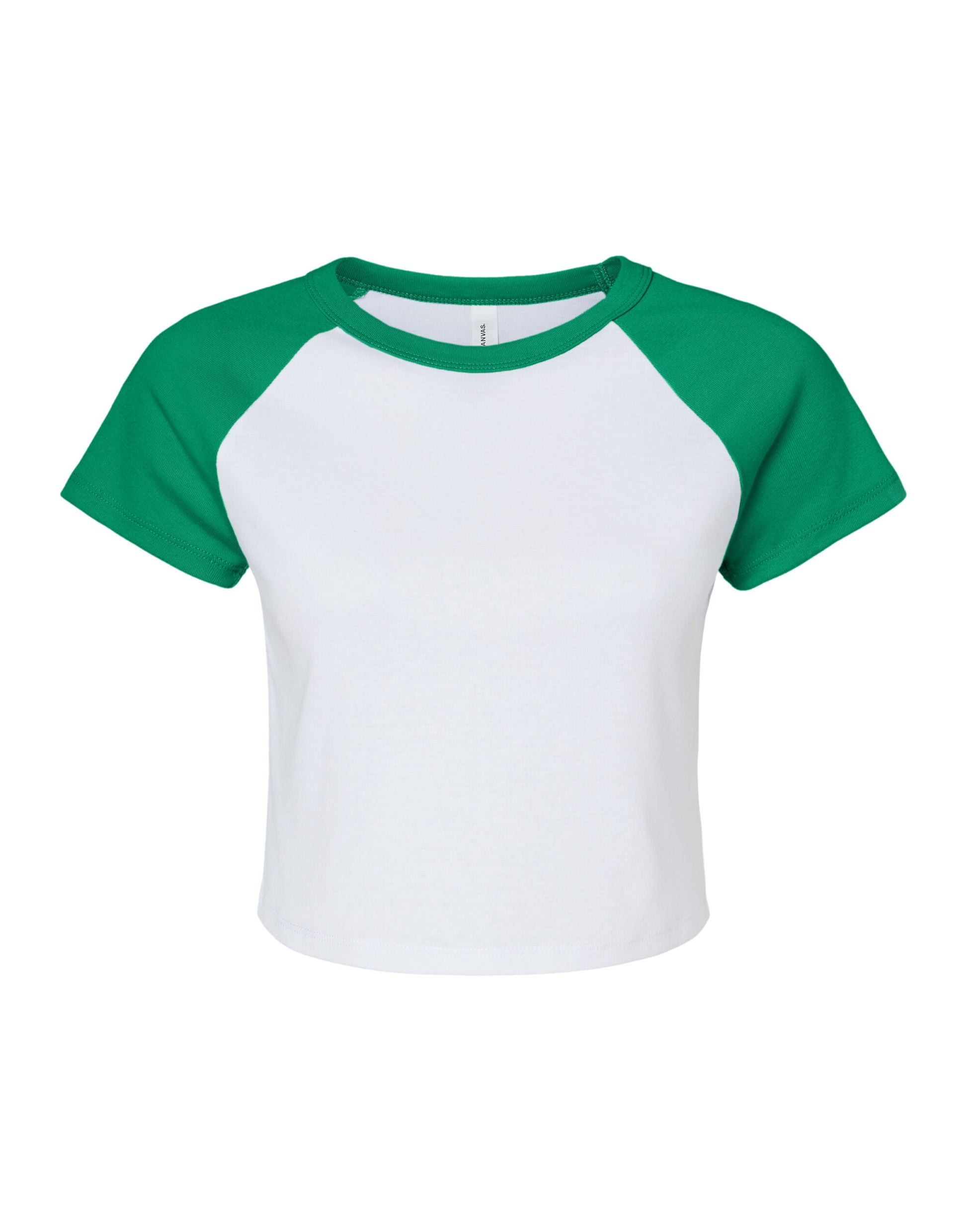 Women's Micro Rib Raglan Baby Tee - White/Kelly