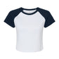 Women's Micro Rib Raglan Baby Tee - White/Navy