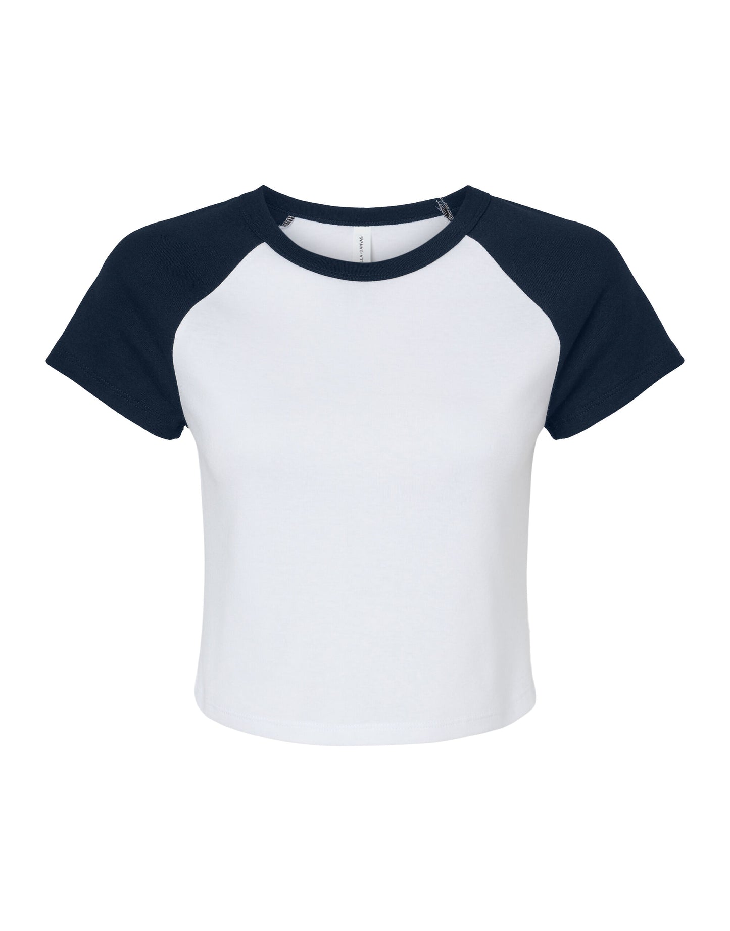 Women's Micro Rib Raglan Baby Tee - White/Navy