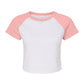 Women's Micro Rib Raglan Baby Tee - White/Pink