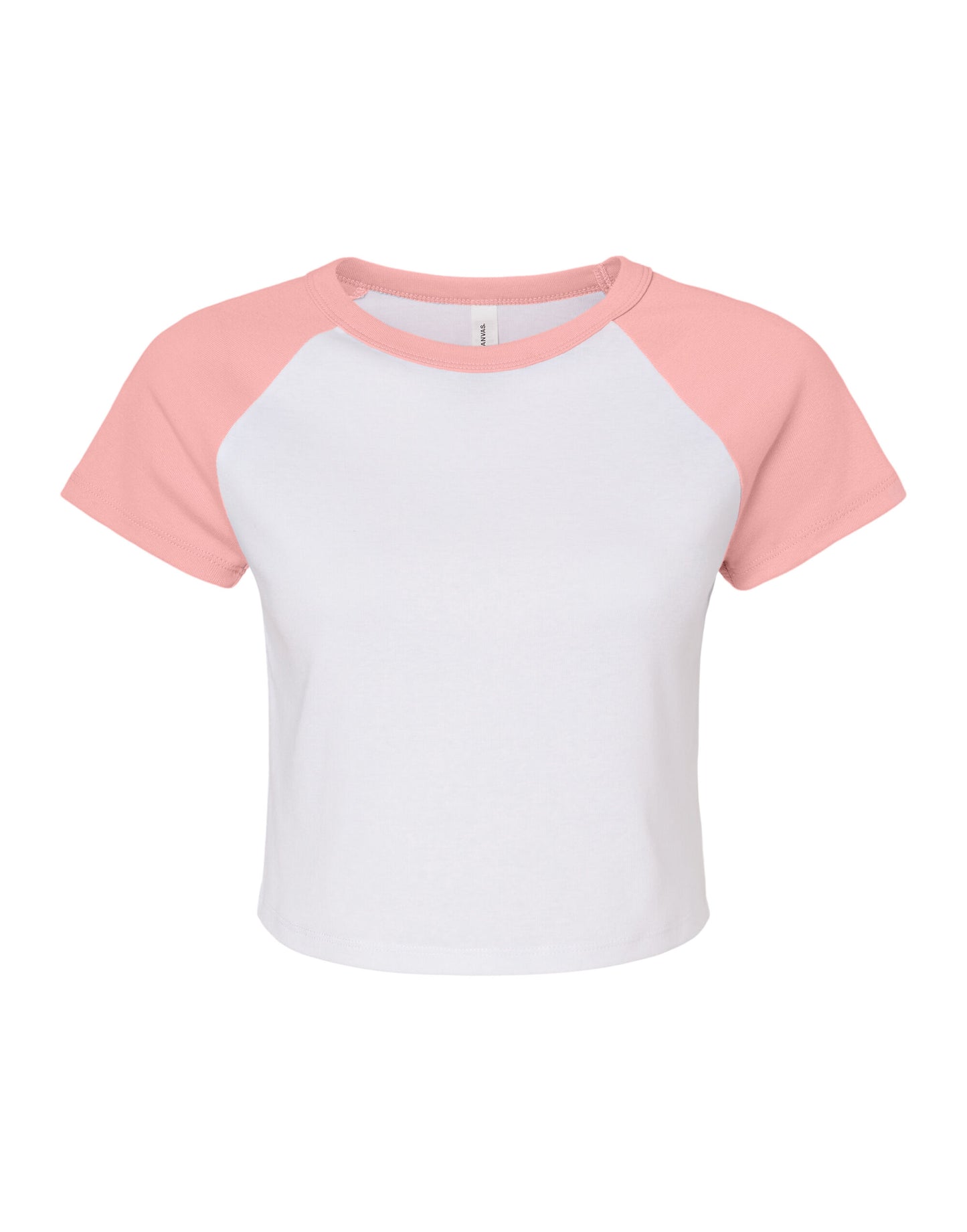 Women's Micro Rib Raglan Baby Tee - White/Pink