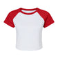 Women's Micro Rib Raglan Baby Tee - White/Red