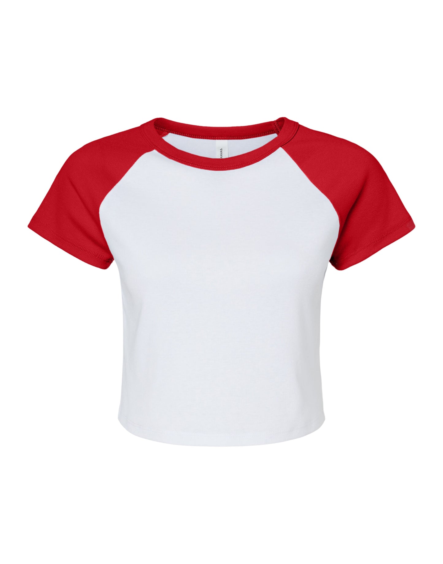 Women's Micro Rib Raglan Baby Tee - White/Red
