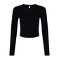 Women's Micro Rib Long Sleeve Tee - Solid Black Blend