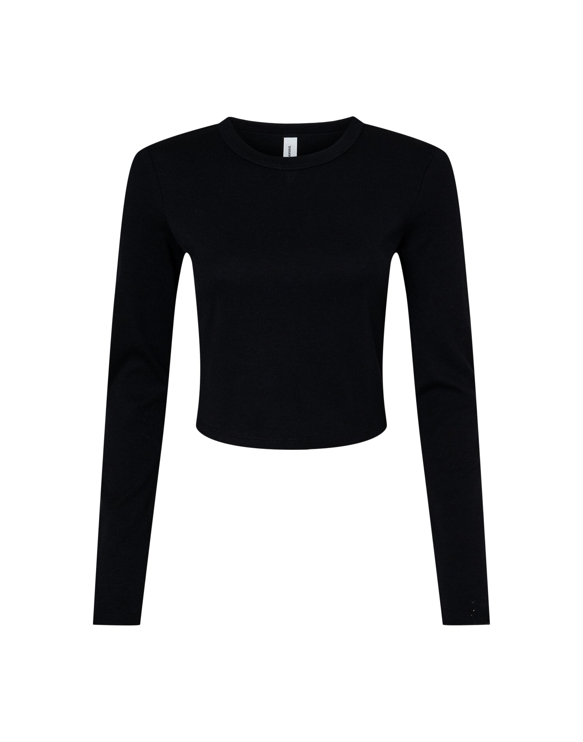 Women's Micro Rib Long Sleeve Tee - Solid Black Blend
