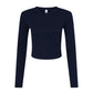 Women's Micro Rib Long Sleeve Tee - Solid Navy Blend