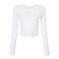 Women's Micro Rib Long Sleeve Tee - Solid White Blend