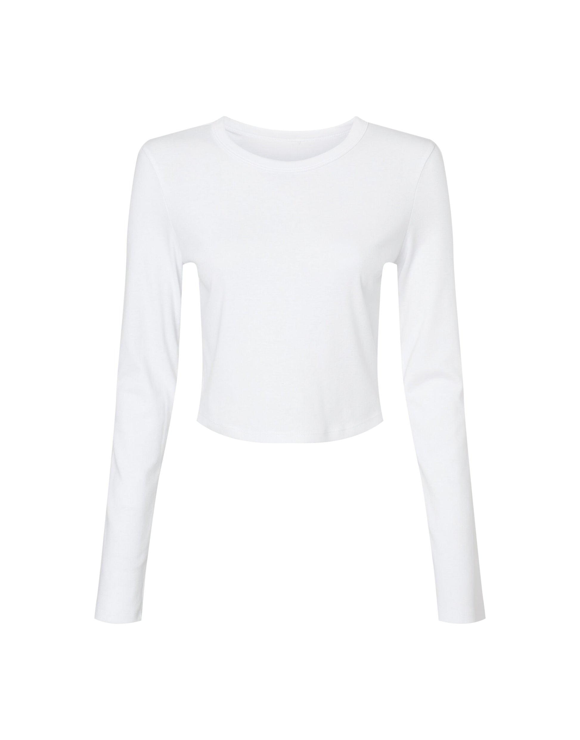 Women's Micro Rib Long Sleeve Tee - Solid White Blend